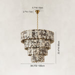 Dimension diagram for Cascading Marble Panel Chandelier 33.5