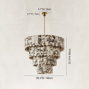 Dimension diagram for Cascading Marble Panel Chandelier 33.5