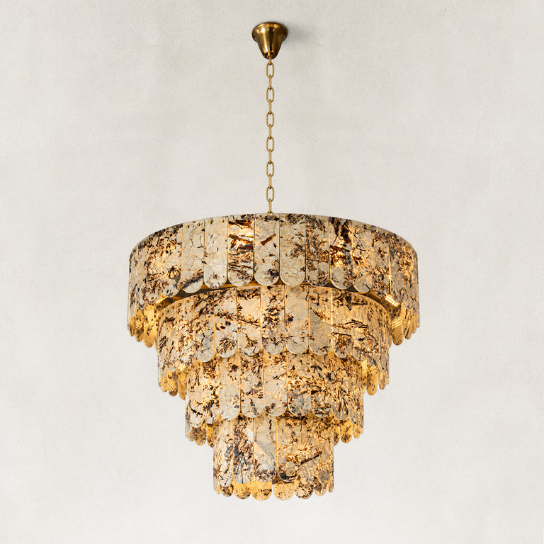 Cascading Marble Panel Chandelier 33.5" shown against a neutral background