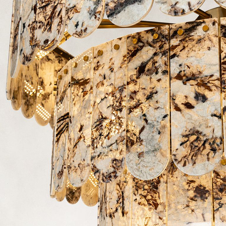 Product detail of Cascading Marble Panel Chandelier 33.5" against a neutral background