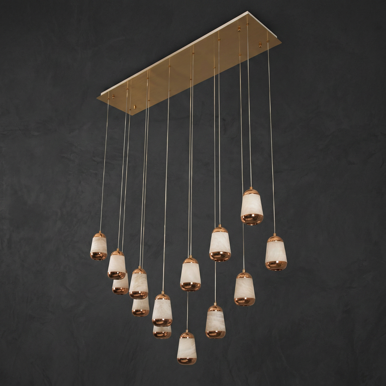 Cascata Alabaster Linear Chandelier 47.2" by Dalmivik, complete fixture unlit