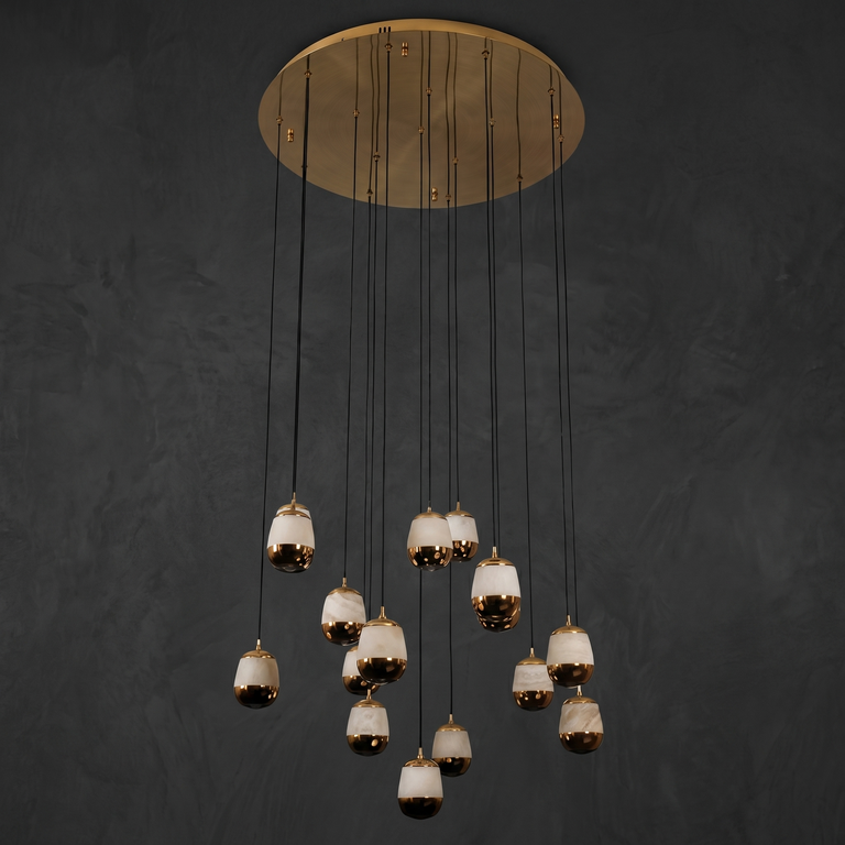 Cascata Modern Alabaster Cluster Pendant Light by Dalmivik, complete fixture view