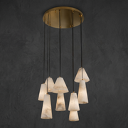 Cascata Alabaster Cone Pendant Chandelier by Dalmivik, complete fixture view