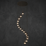 Cascata Spiral Alabaster Pendant Chandelier by Dalmivik, complete fixture view