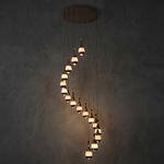 Cascata Spiral Alabaster Pendant Chandelier by Dalmivik, complete fixture view