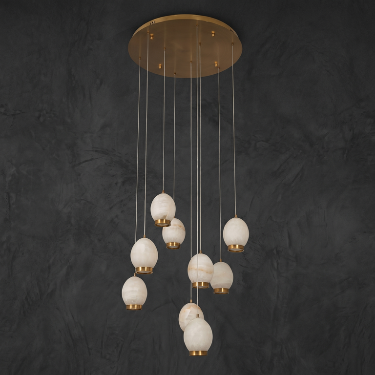 Cascata Modern Alabaster Chandelier Lighting by Dalmivik, complete fixture view