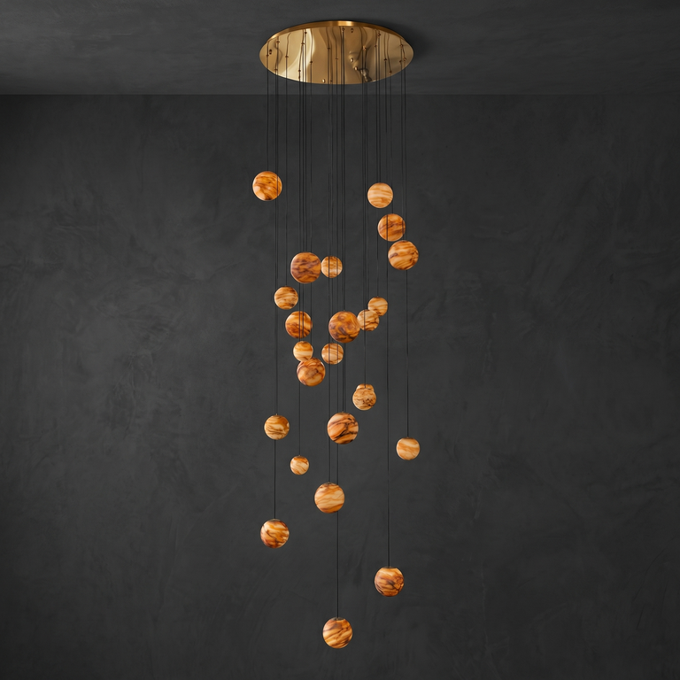 Cascata Planet Modern Cluster Chandelier 31.5" D by Dalmivik, complete fixture view