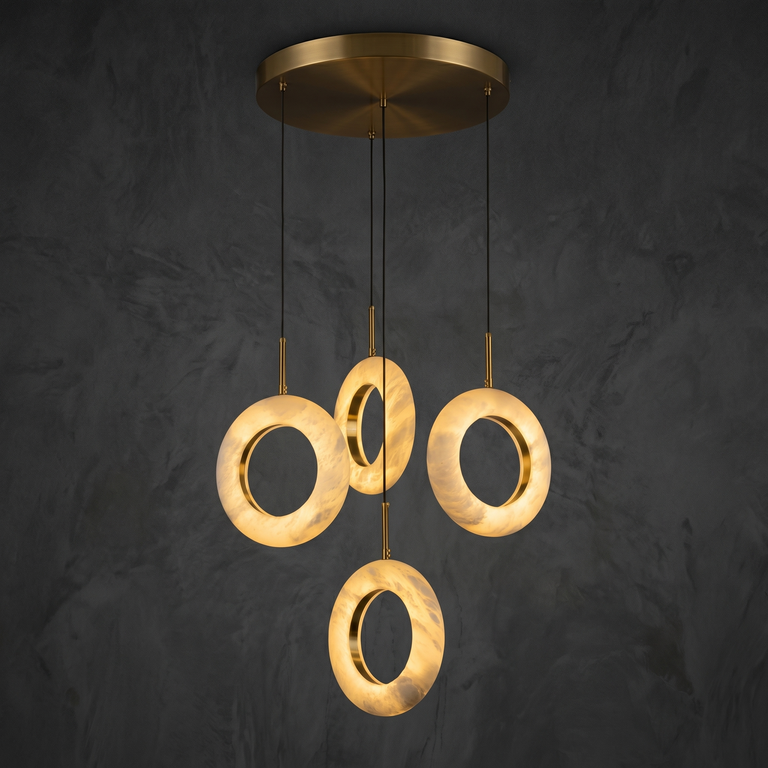 Cascata Cluster Alabaster Ring Chandelier by Dalmivik, complete fixture view