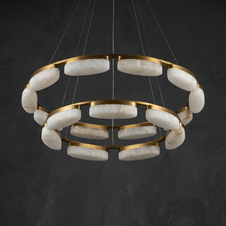 Amara Modern Ring Alabaster Chandelier by Dalmivik, complete fixture view