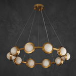 Catena Modern Alabaster Ring Chandelier by Dalmivik, complete fixture view
