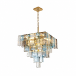 Chromatic Vault Multicolor Glass Prism Chandelier, complete fixture