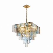 Chromatic Vault Multicolor Glass Prism Chandelier, complete fixture