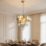 Chromatic Vault Multicolor Glass Prism Chandelier, complete fixture