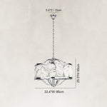 Dimension diagram for Chrome Oval Marble Cage Chandelier 23.6