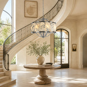 Chrome Oval Marble Cage Chandelier 23.6