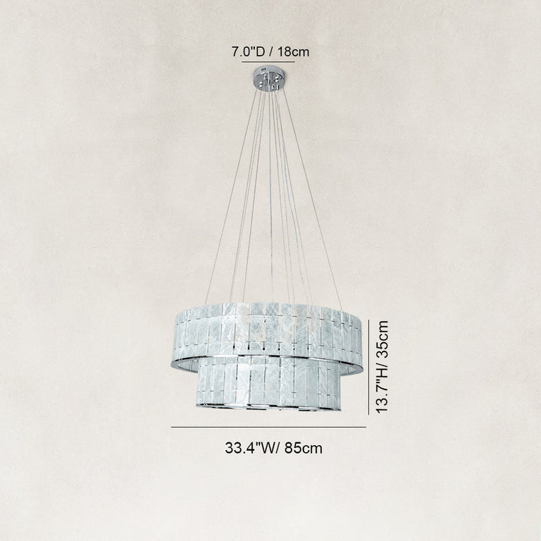 Dimension diagram for Chrome Tiered Marble Ring Chandelier 31.9"