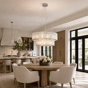 Chrome Tiered Marble Ring Chandelier 31.5