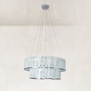 Product detail of Chrome Tiered Marble Ring Chandelier 31.5