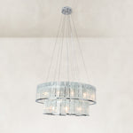 Chrome Tiered Marble Ring Chandelier 31.5