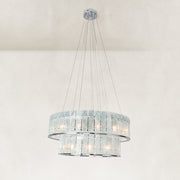 Chrome Tiered Marble Ring Chandelier 31.5