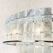 Product detail of Chrome Tiered Marble Ring Chandelier 31.5