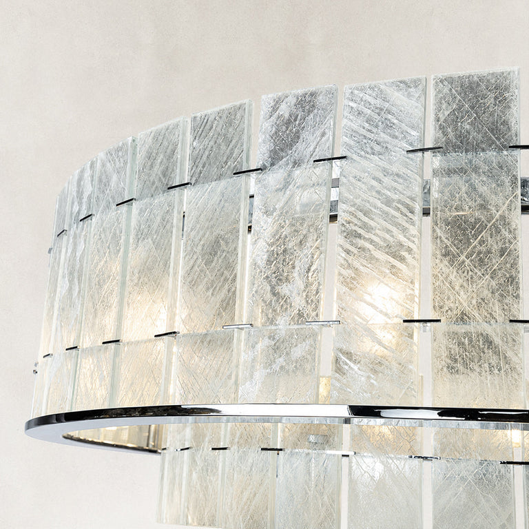 Product detail of Chrome Tiered Marble Ring Chandelier 31.9" against a neutral background