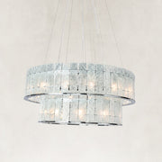 Product detail of Chrome Tiered Marble Ring Chandelier 31.5