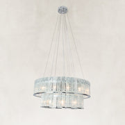 Chrome Tiered Marble Ring Chandelier 31.5