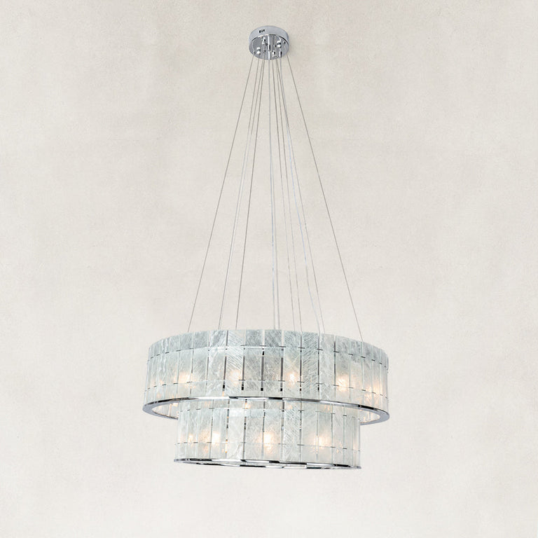 Chrome Tiered Marble Ring Chandelier 31.9" shown against a neutral background