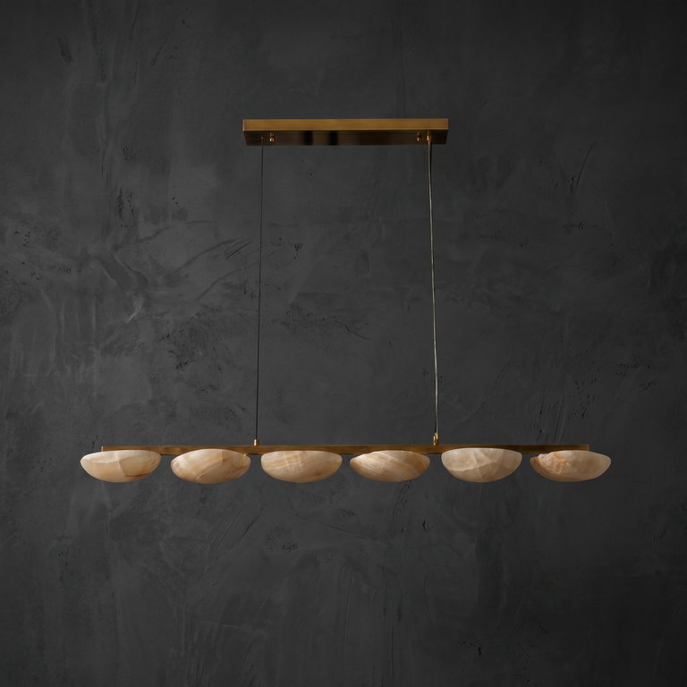 Ciottolo Modern Linear Alabaster Chandelier L47.2" by Dalmivik, complete fixture view