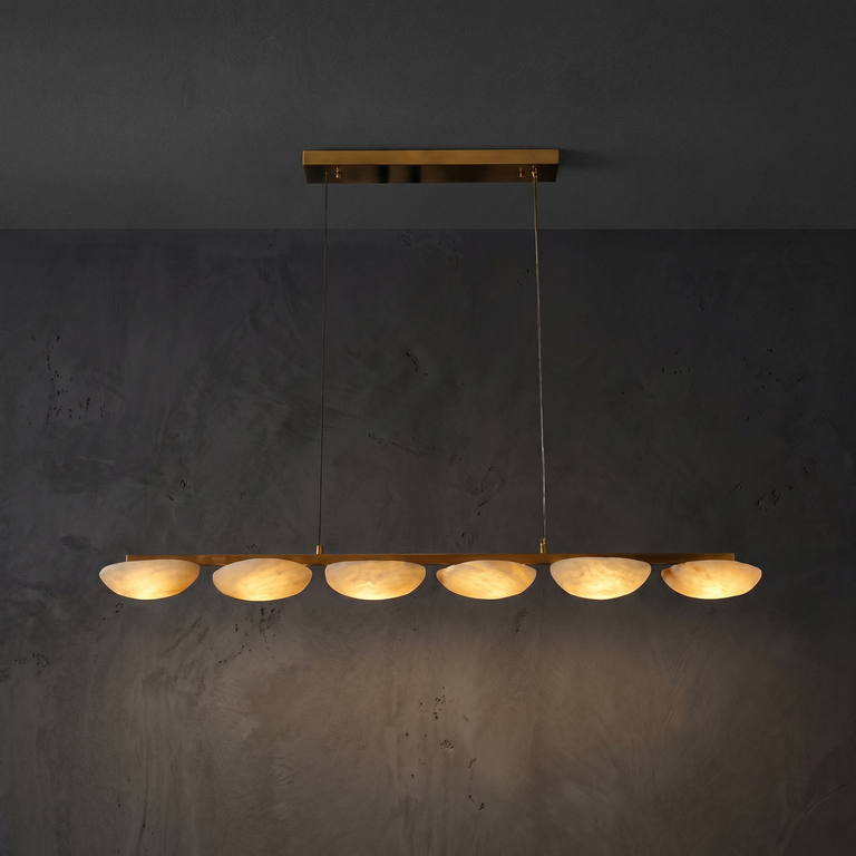 Ciottolo Modern Linear Alabaster Chandelier L47.2" by Dalmivik, complete fixture view