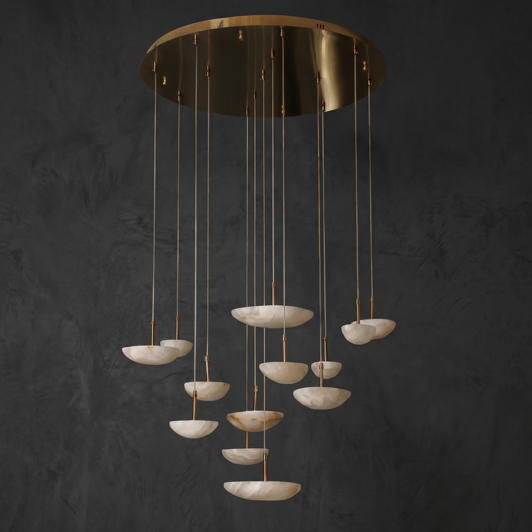 Ciottolo Modern Alabaster Pendant Light Fixtures by Dalmivik, complete fixture view