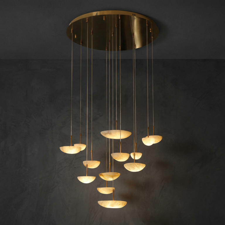 Ciottolo Modern Alabaster Pendant Light Fixtures by Dalmivik, complete fixture view