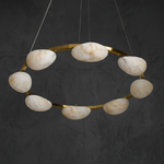 Ciottolo Modern Alabaster Ring Chandelier by Dalmivik, complete fixture view