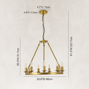 Classic Candle Ring Chandelier in 23.6 in / 60 cm - dimension diagram