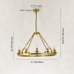 Classic Candle Ring Chandelier in 31.5 in / 80 cm - dimension diagram