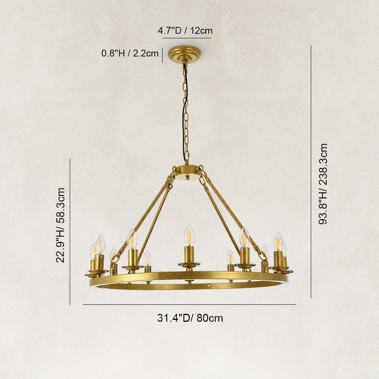 Classic Candle Ring Chandelier in 31.5 in / 80 cm - dimension diagram