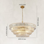 Clear fluted-glass round chandelier dimension drawing.