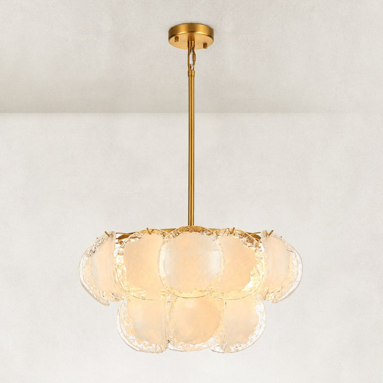 Cloud Glass Drum Chandelier in 24 in / 61 cm - complete fixture