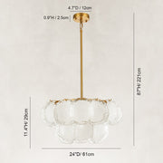 Cloud Glass Drum Chandelier in 24 in / 61 cm - dimension diagram