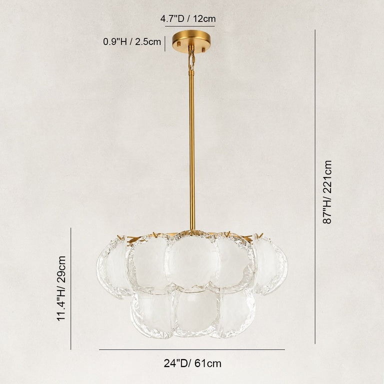 Cloud Glass Drum Chandelier in 24 in / 61 cm - dimension diagram