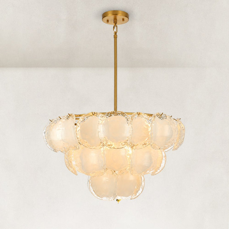 Cloud Glass Drum Chandelier in 30 in / 76 cm - complete fixture