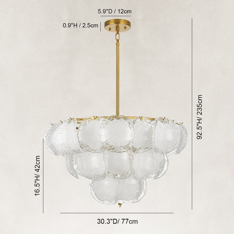 Cloud Glass Drum Chandelier in 30 in / 76 cm - dimension diagram
