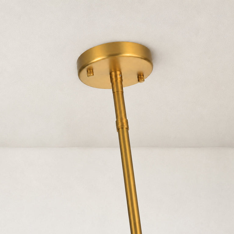 Two-tier petal glass chandelier, round gold-tone canopy and rod.