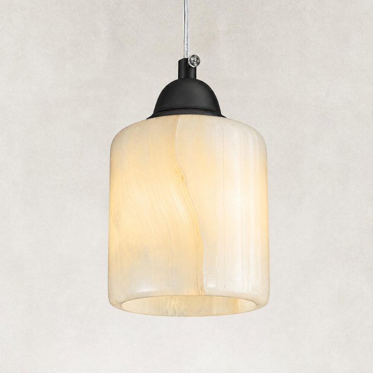 Cloud Onyx Cylinder Pendant 3.5" in Black finish shown in full against a neutral background
