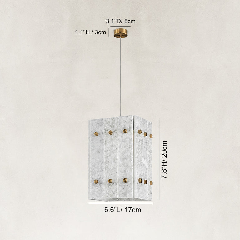 Dimension diagram for Cloud White Twelve-Panel Marble Lantern Pendant