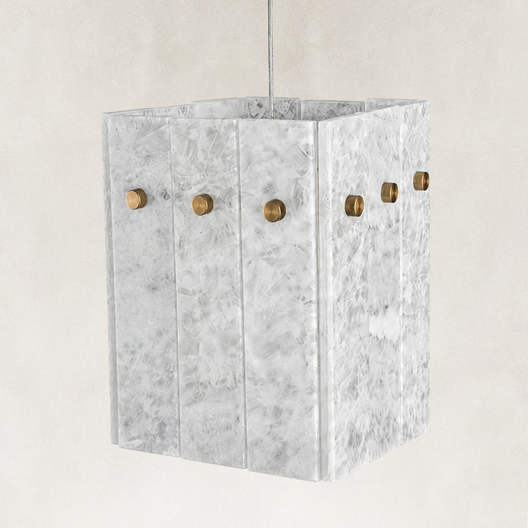 Product detail of Cloud White Twelve-Panel Marble Lantern Pendant against a neutral background