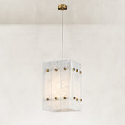 Cloud White Twelve-Panel Marble Lantern Pendant shown in full against a neutral background