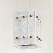 Product detail of Cloud White Twelve-Panel Marble Lantern Pendant against a neutral background