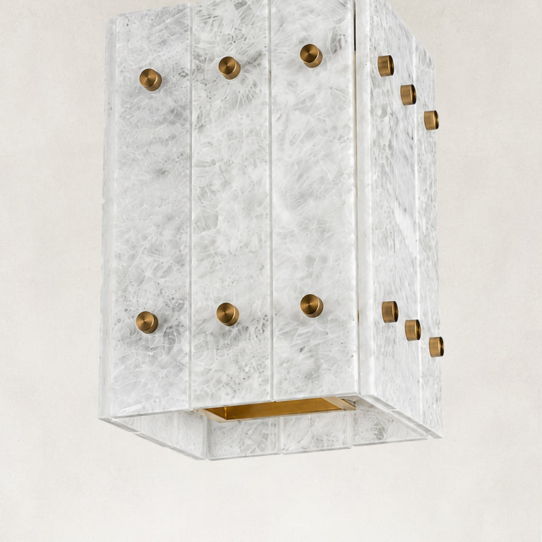 Product detail of Cloud White Twelve-Panel Marble Lantern Pendant against a neutral background